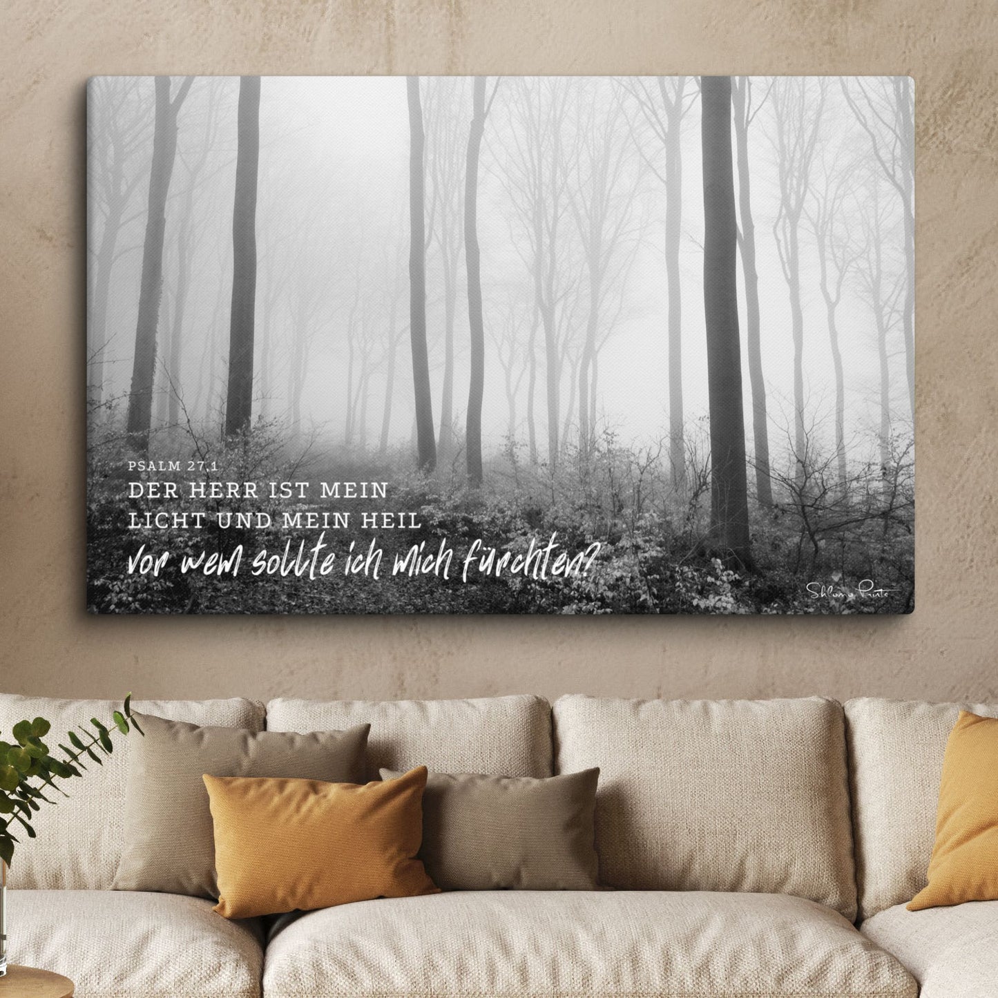 Misty Forest Fine Art Canvas – “The Lord is my light” – Psalm 27:1