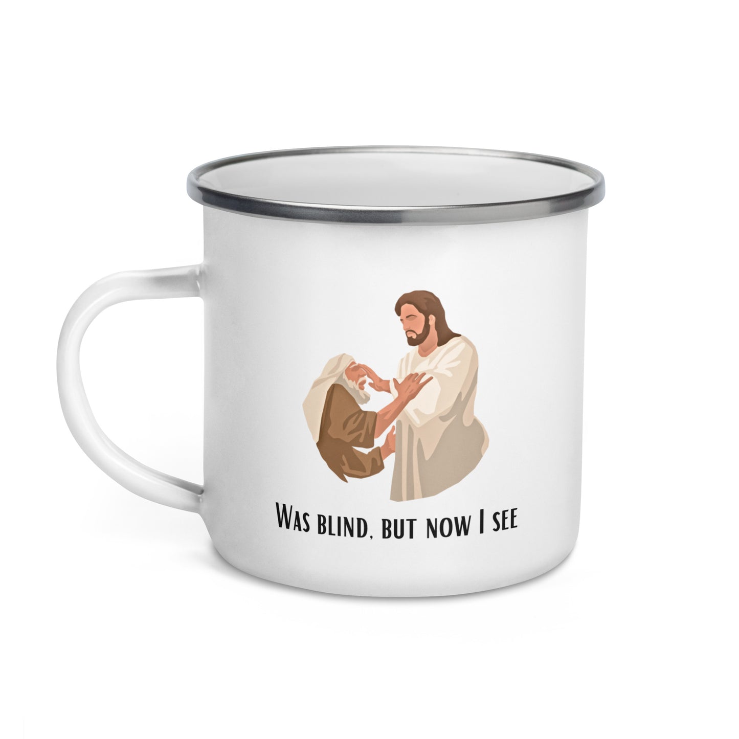 Bedruckte Emaille-Tasse für Kinder | Ich war blind, doch jetzt kann ich sehen