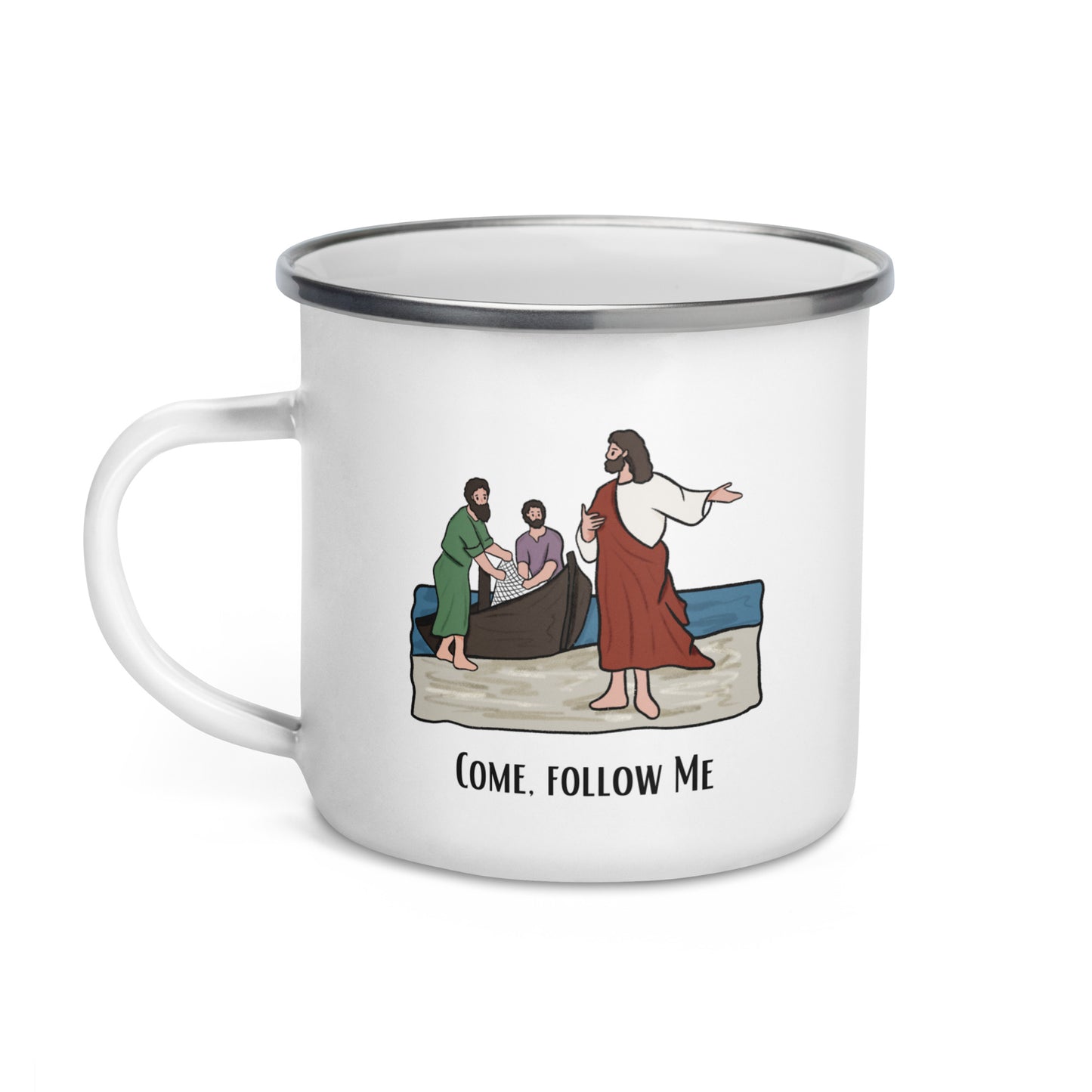 Bedruckte Emaille-Tasse für Kinder | Komm, folge mir nach - ich werde euch zu Menschenfischern machen