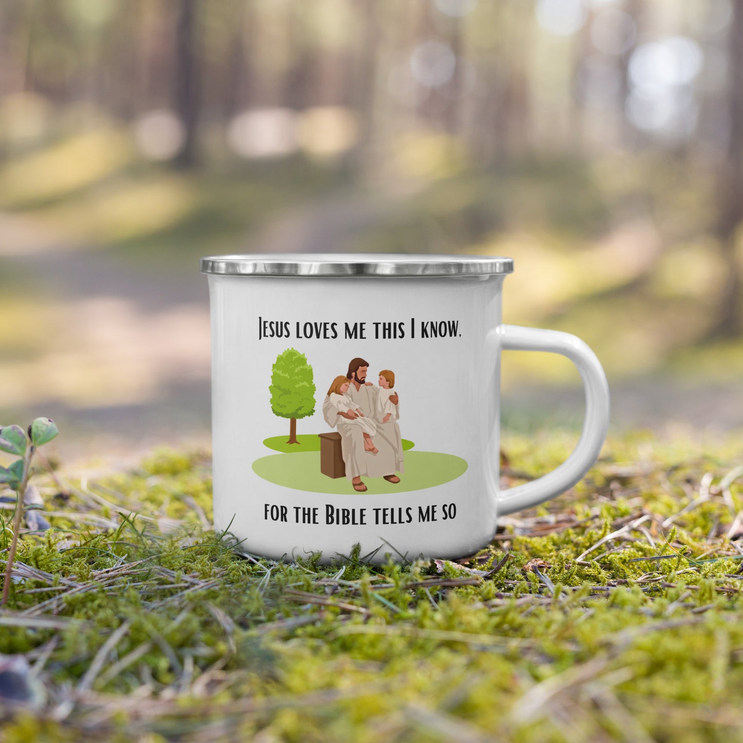 Emaille-Tasse für Kinder | Jesus loves me this I know, for the Bible tells me so