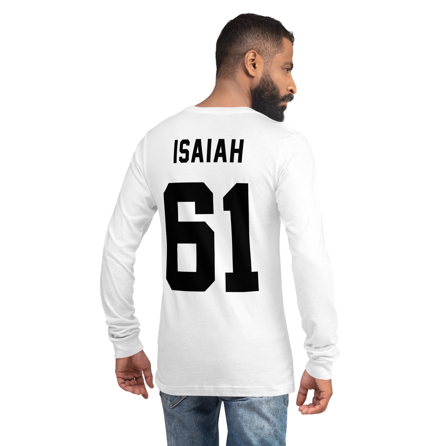 ISAIAH 61 – Am. Football Jersey Style – Long Sleeve Unisex T-Shirt