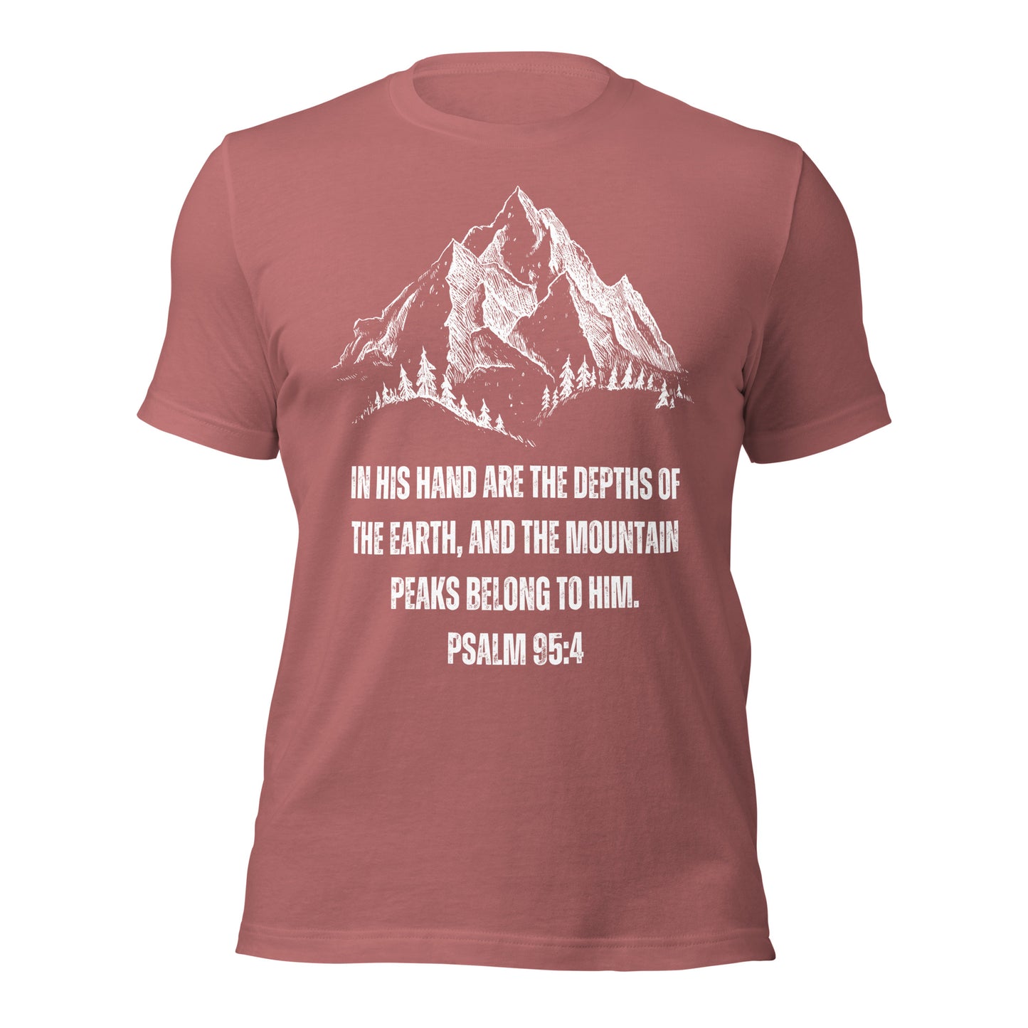 In His Hand - Bibelvers Psalm 95,4 | Unisex-T-Shirt | 100 % Baumwolle