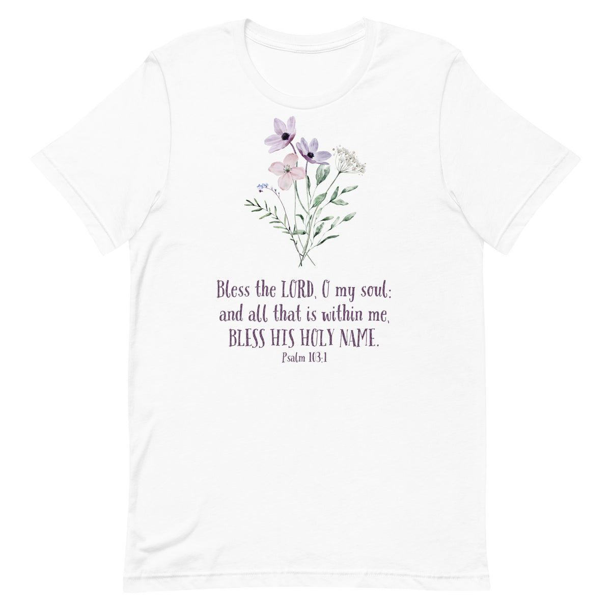 Blumen-Design mit Bibelvers Ps. 103,1 | Damen-T-Shirt