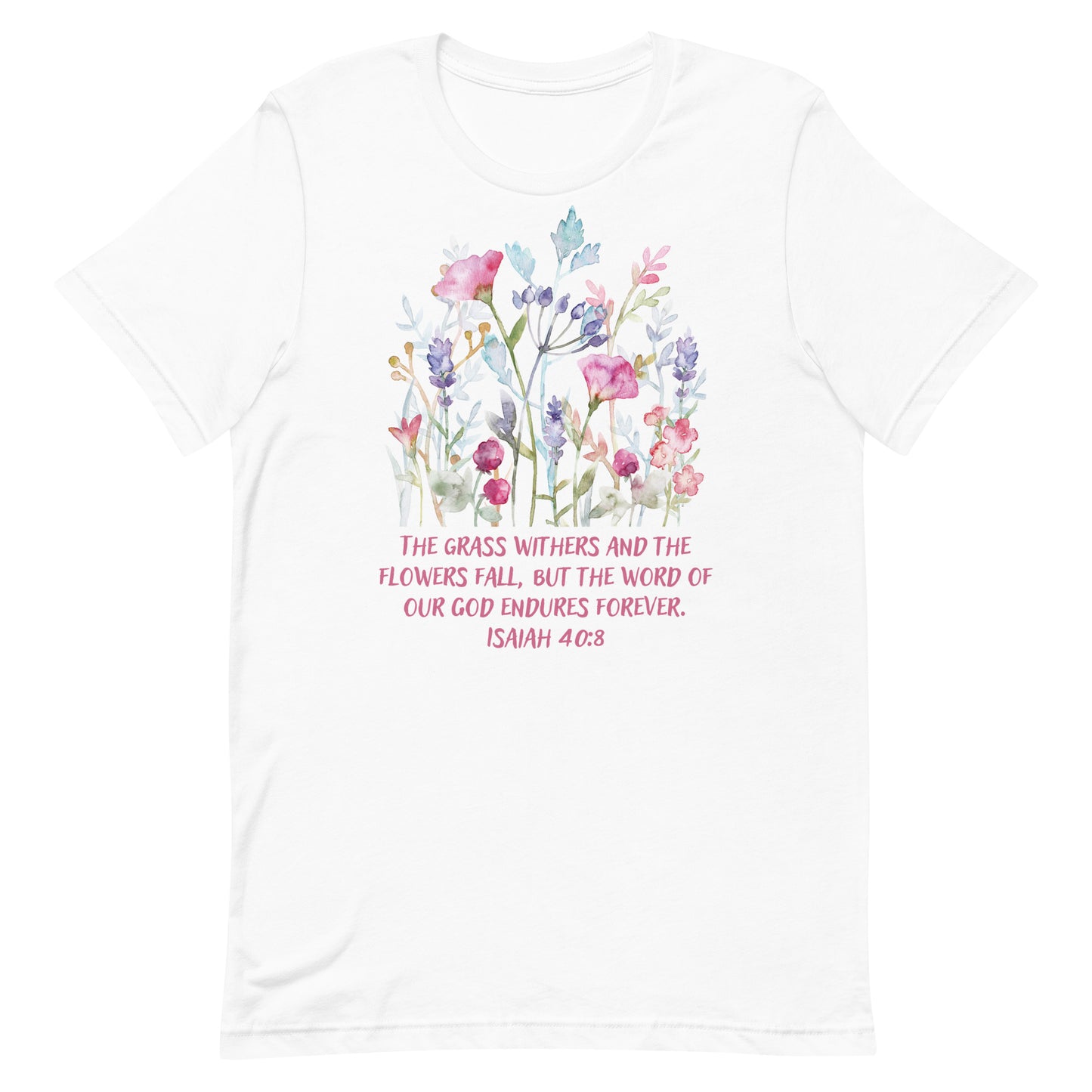 Blumen-Design mit Bibelvers aus Jesaja 40:8 | Damen-T-Shirt