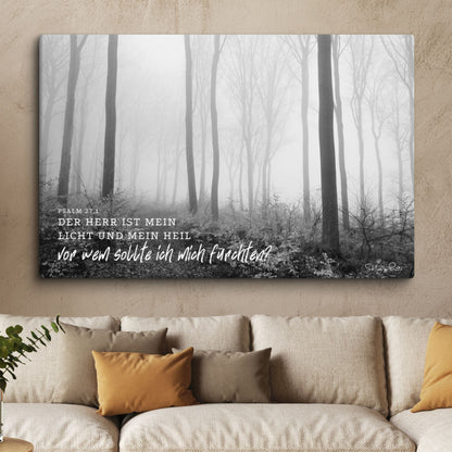 Misty Forest Fine Art Canvas – “The Lord is my light” – Psalm 27:1