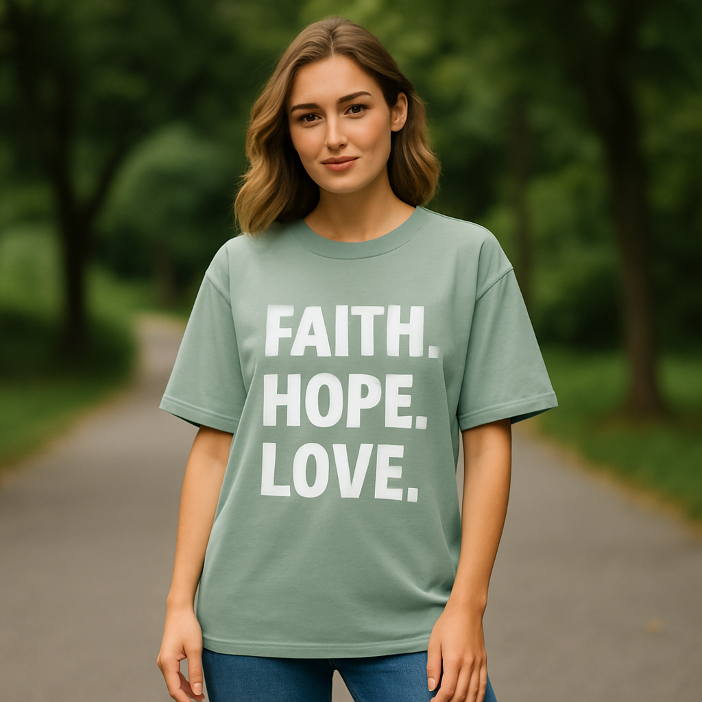 FAITH. HOPE. LOVE. – Oversized Statement T-Shirt