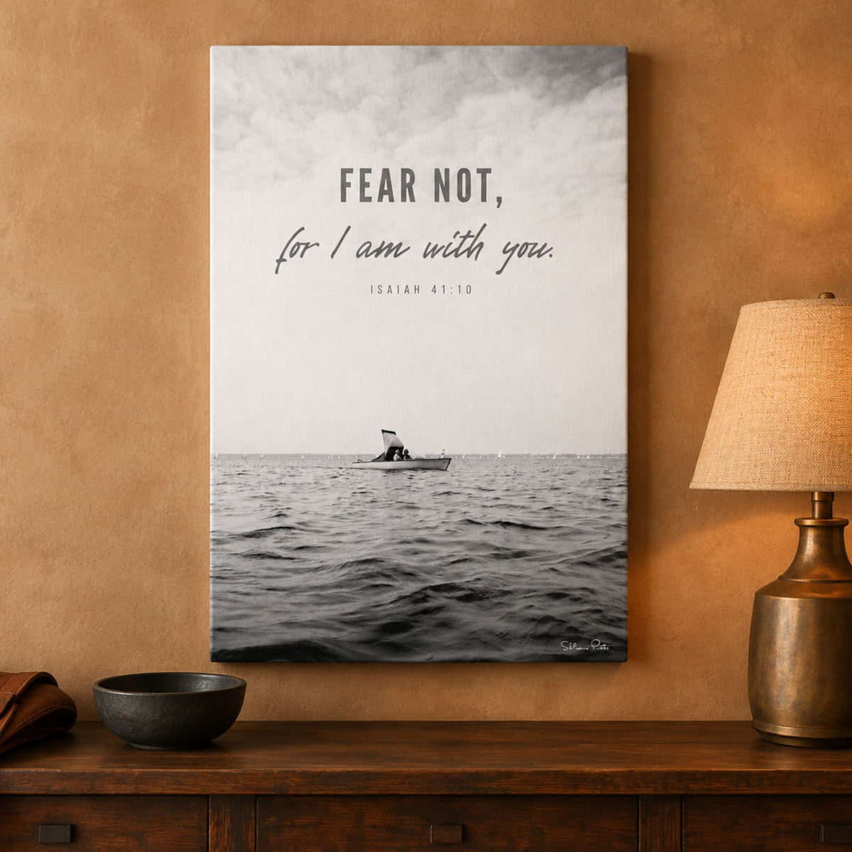 Fear not, for I am with you – Isaiah 41:10 – Black & White Canvas