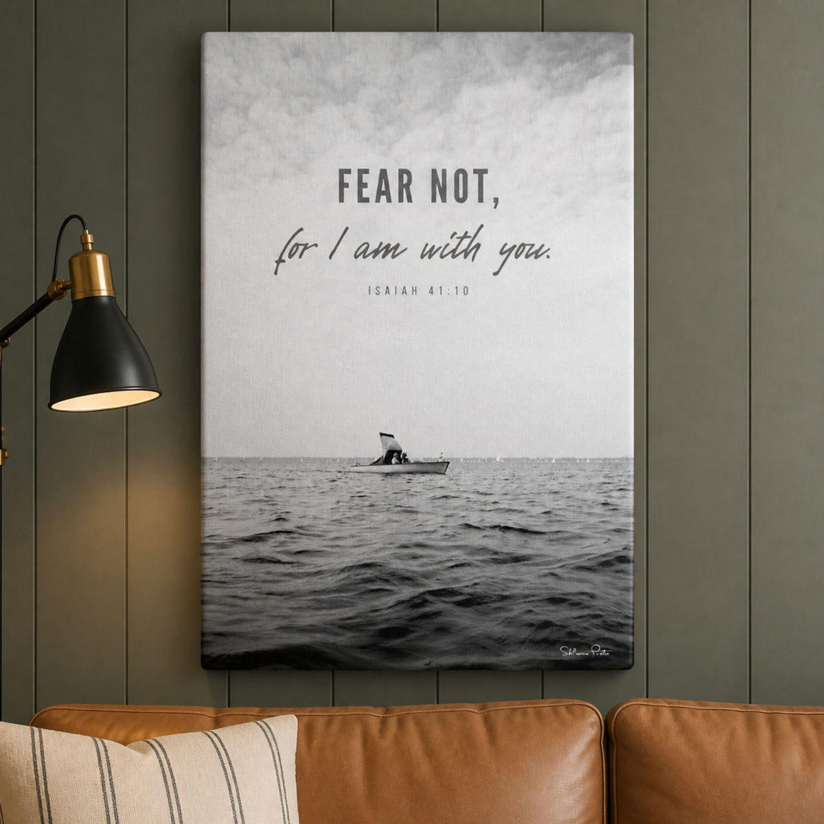 Fear not, for I am with you – Isaiah 41:10 – Black & White Canvas