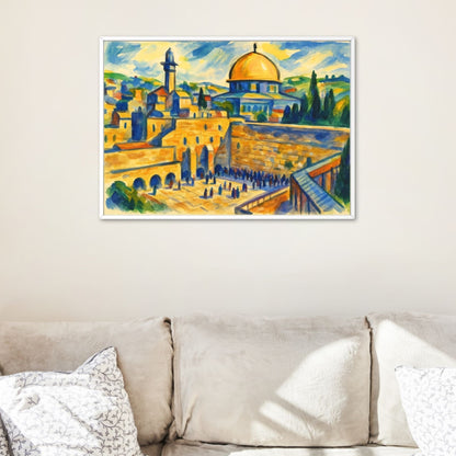 Blick auf Zion – Künstlerische Hommage in Aquarell | Kunstdruck - Klagemauer - Expressionistischer Stil