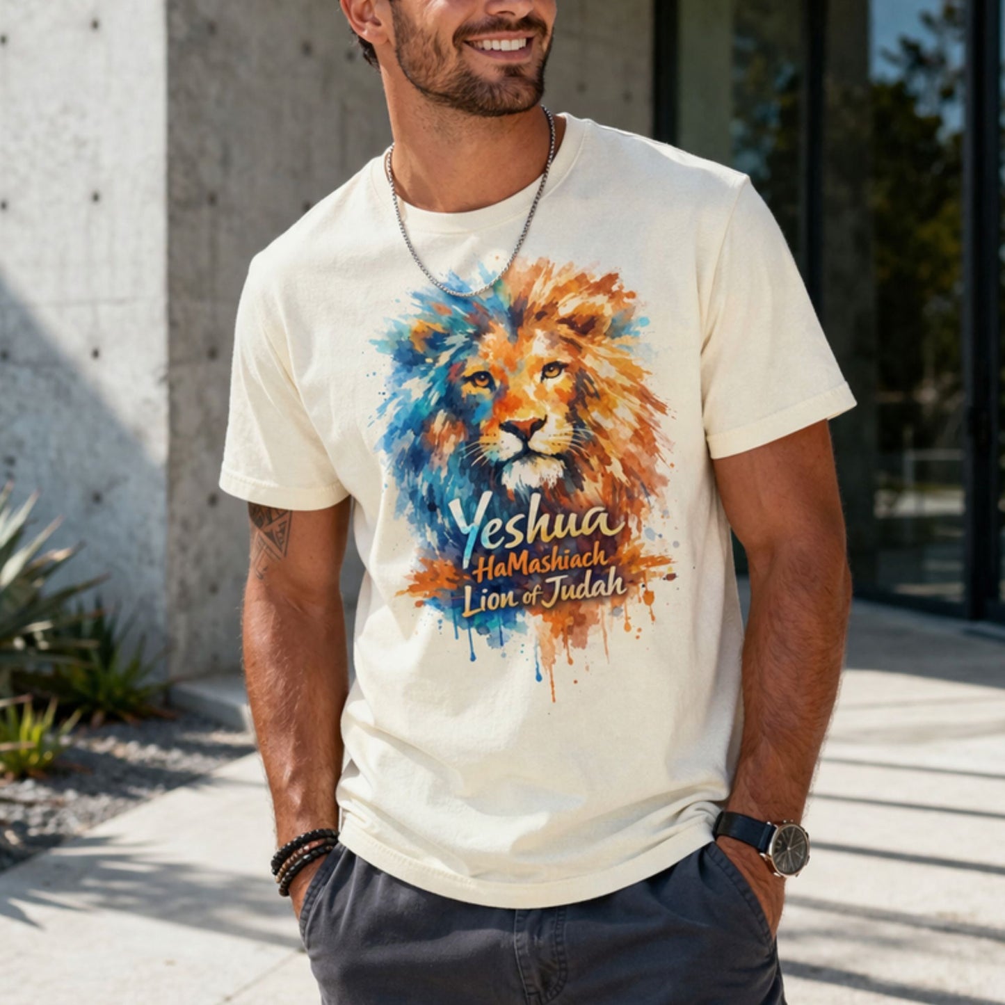 Yeshua HaMashiach – Lion of Judah Unisex Premium T-Shirt