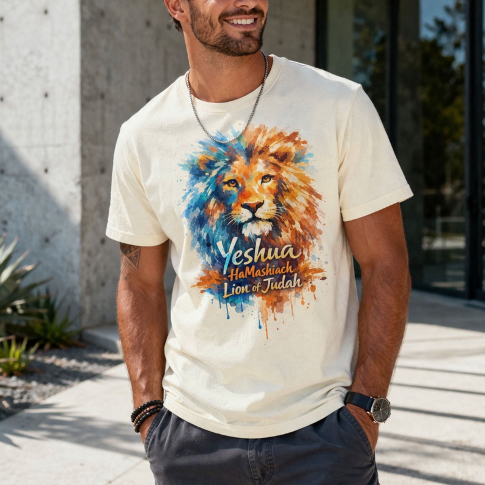 Yeshua HaMashiach – Lion of Judah Unisex Premium T-Shirt