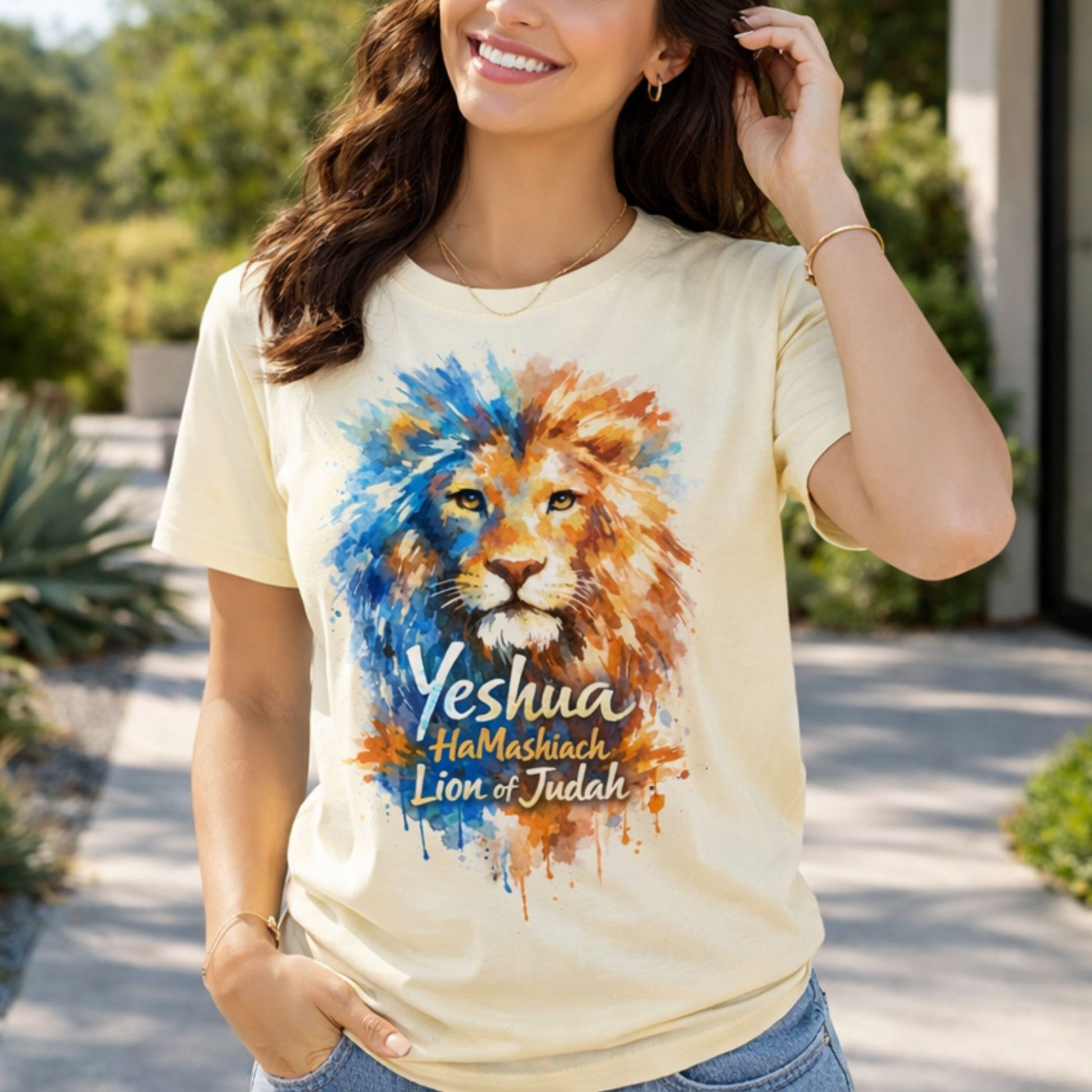 Yeshua HaMashiach – Lion of Judah Unisex Premium T-Shirt