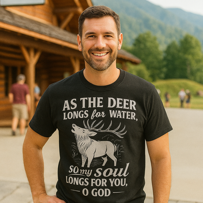 Wie der Hirsch lechzt - Psalm 42 | Unisex T-Shirt | 100% Baumwolle