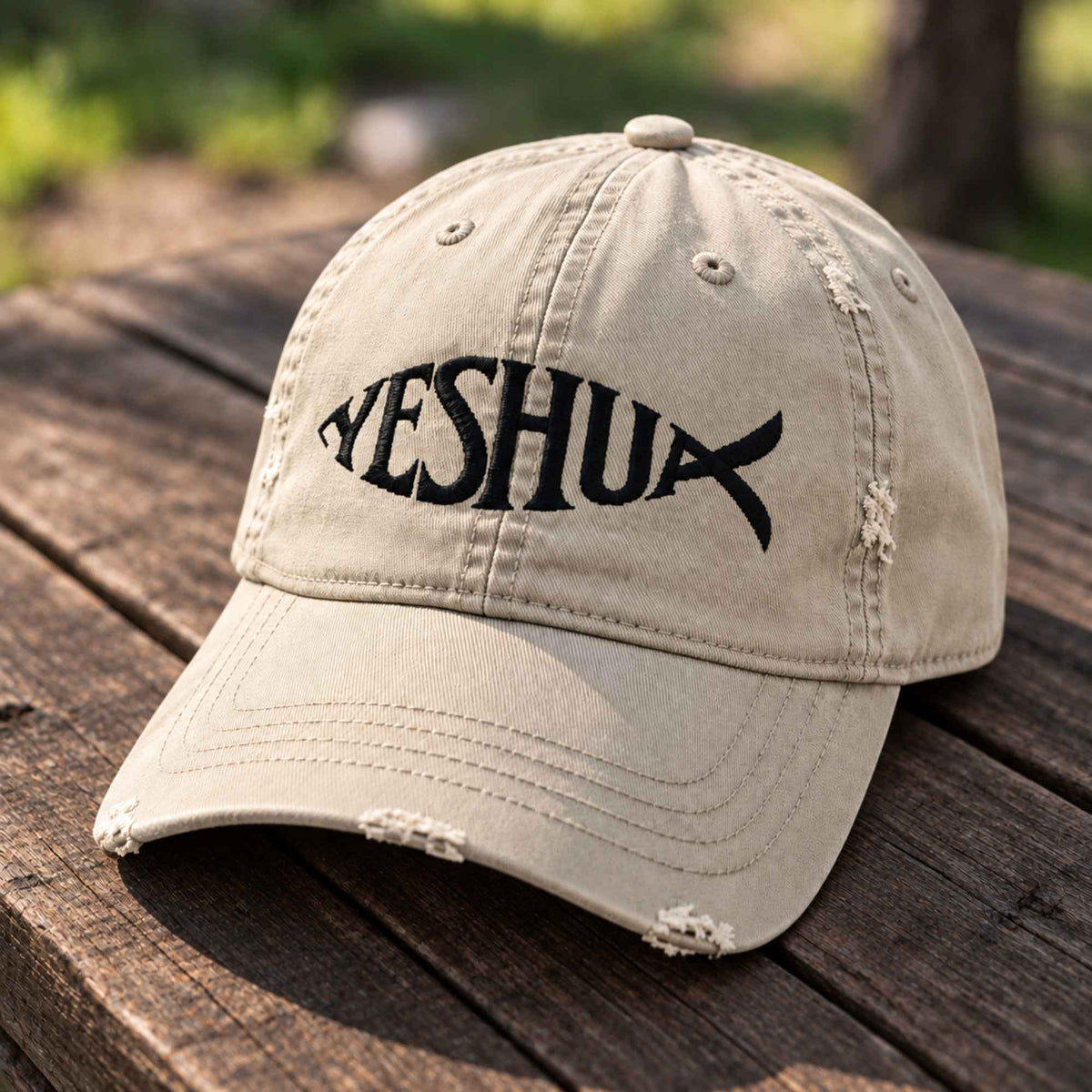 Yeshua Ichthys - Embroidered Baseball Cap in used look