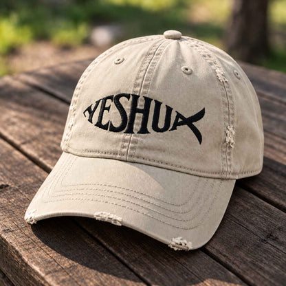 Yeshua Ichthys - Embroidered Baseball Cap in used look