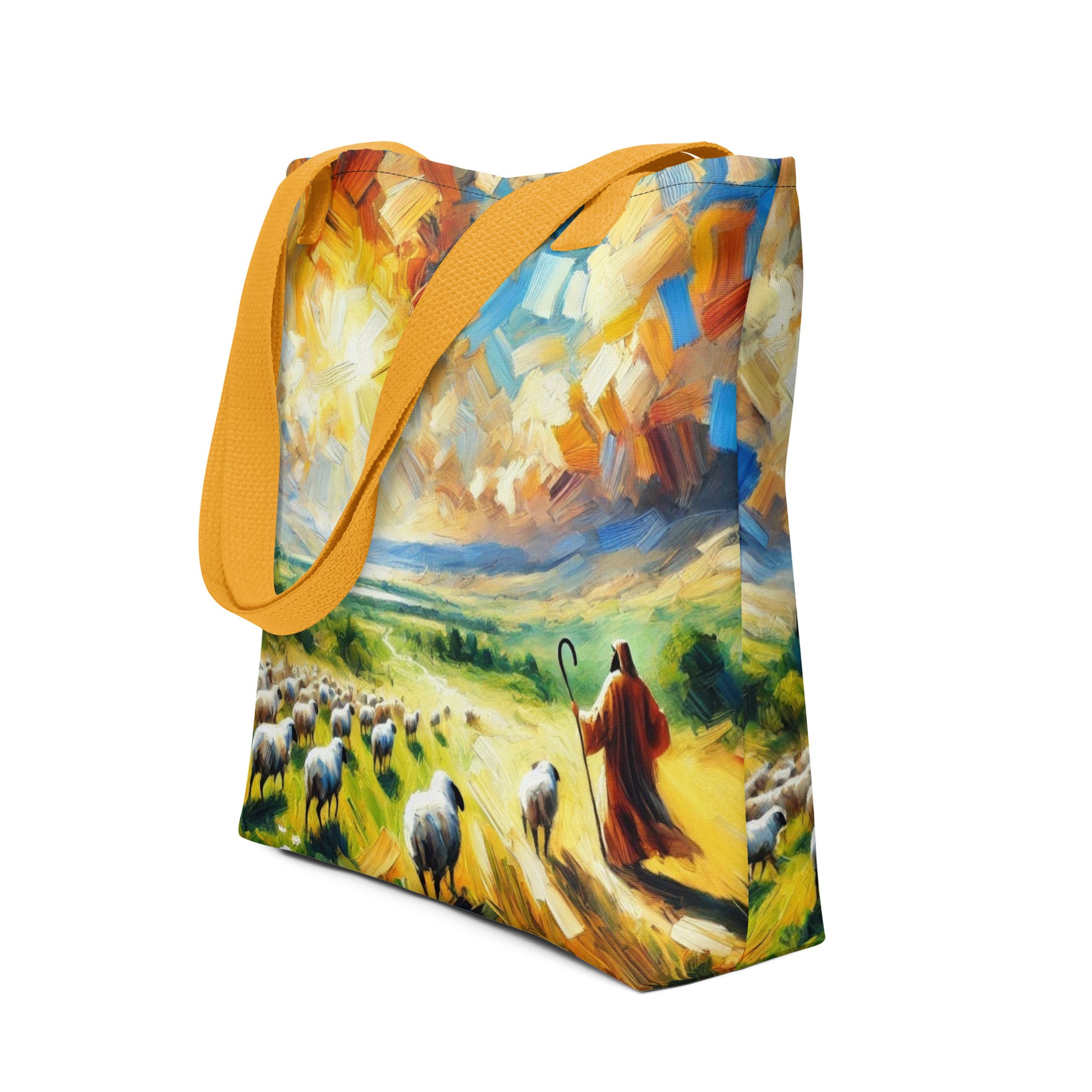 Psalm 23 - Stofftasche | All-Over-Druck | Hirte mit Herde - im Expressionismus-Stil