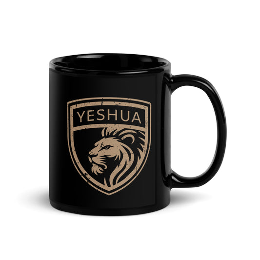 Yeshua, Shield of Faith – Black Ceramic Mug