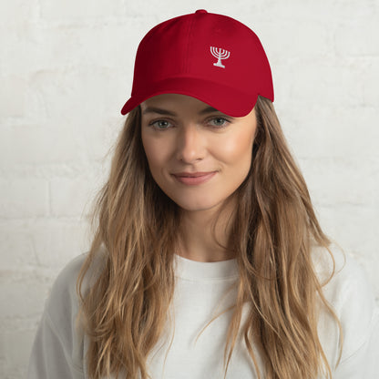 Menorah - bestickte Cap | Rot | 100% Baumwolle
