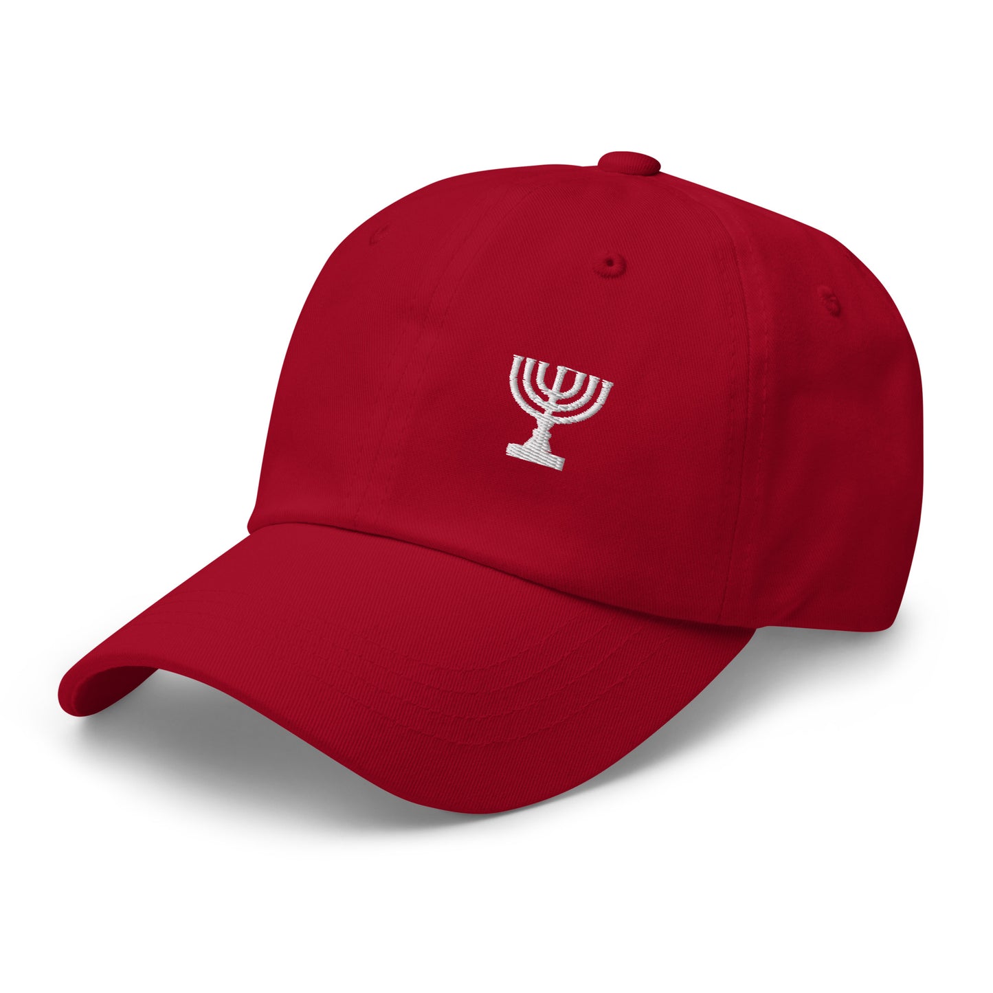 Menorah - bestickte Cap | Rot | 100% Baumwolle