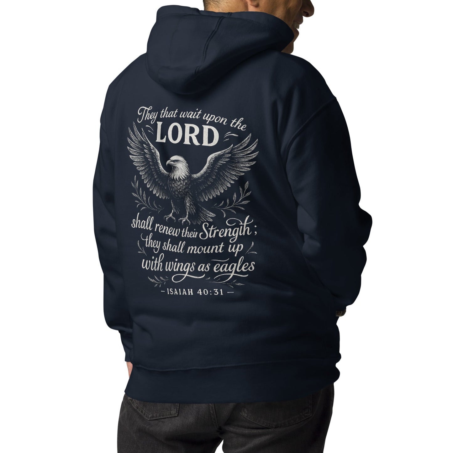 Wings as Eagles – Isaiah 40:31 – Unisex-Hoodie (back print)