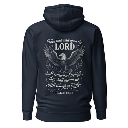 Wings as Eagles – Isaiah 40:31 – Unisex-Hoodie (back print)