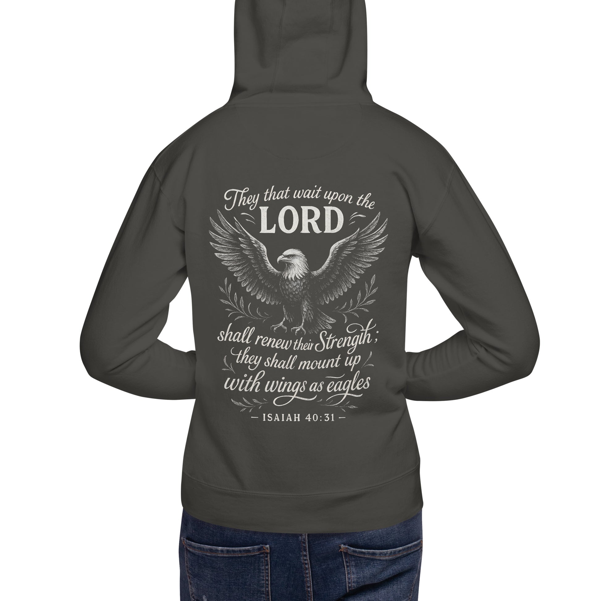 Wings as Eagles – Isaiah 40:31 – Unisex-Hoodie (back print)