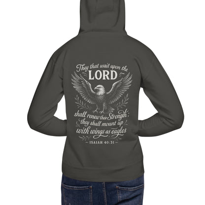 Wings as Eagles – Isaiah 40:31 – Unisex-Hoodie (back print)