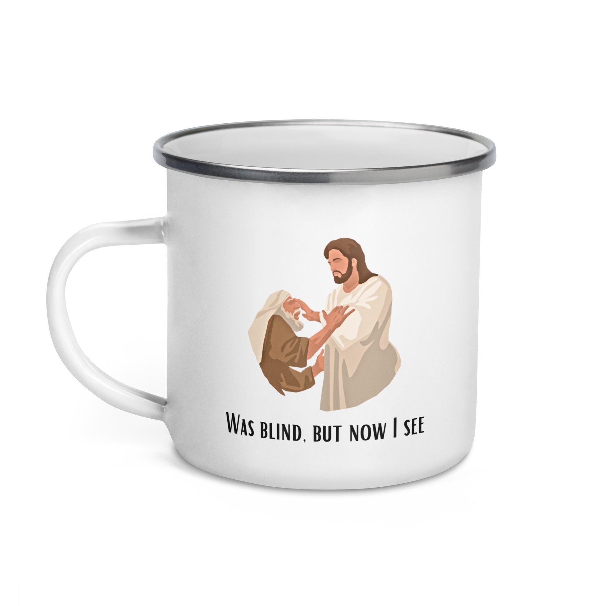 Bedruckte Emaille-Tasse für Kinder | Ich war blind, doch jetzt kann ich sehen