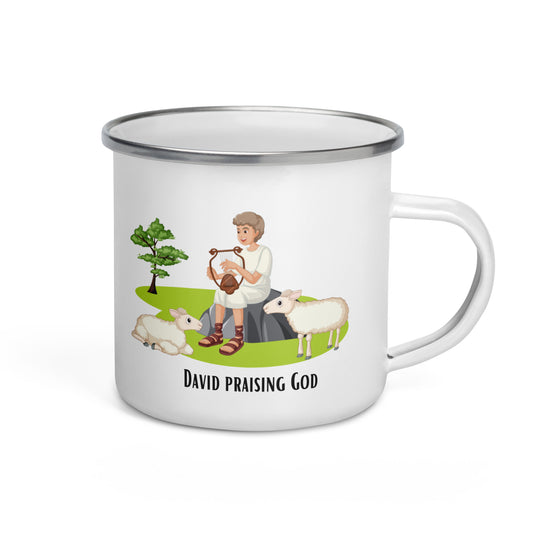 Enamel Mug for Children - "David Praising God" | Biblical Motif | 12oz/350ml