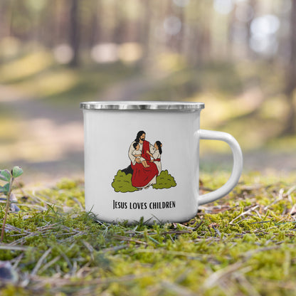 Enamel Mug for Children - "Jesus Loves Children" | Biblical Motif | 12oz/350ml