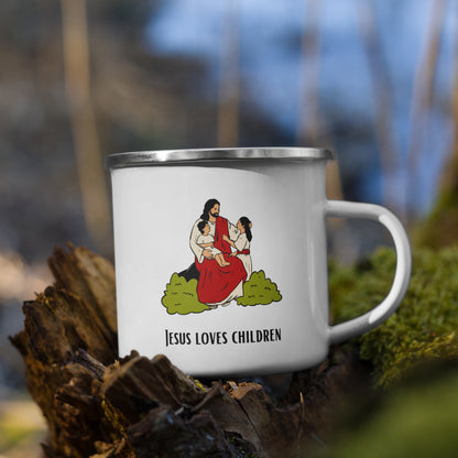 Enamel Mug for Children - "Jesus Loves Children" | Biblical Motif | 12oz/350ml