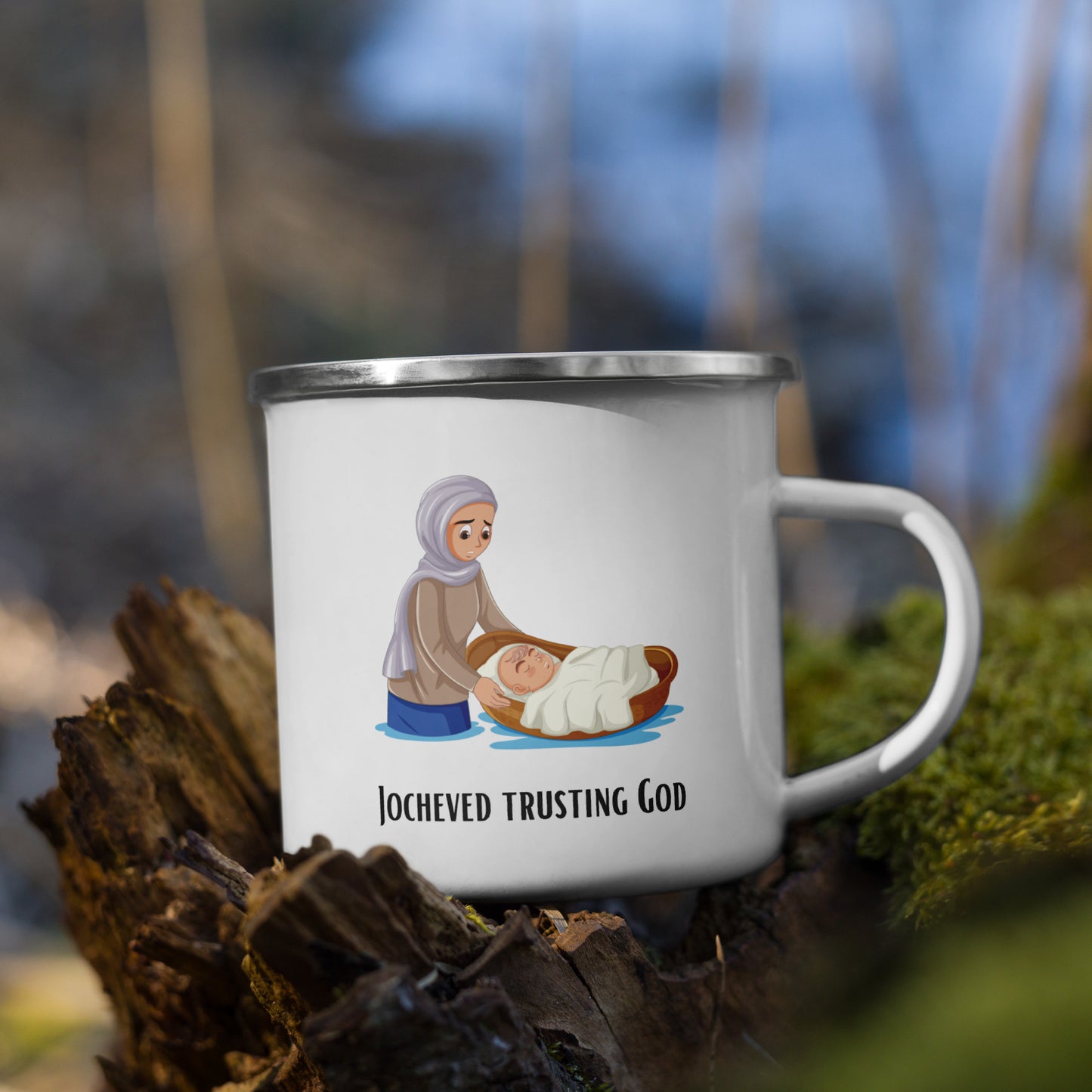 Enamel mug for children - "Jocheved in God's trust" | Biblical motif | 12oz/350ml