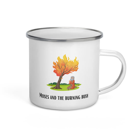 Enamel mug for children - "Moses and the burning bush" | Biblical motif | 12oz/350ml