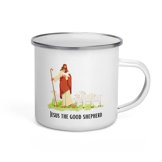 Enamel Mug for Children - "Jesus the Good Shepherd" | Biblical Motif | 12oz/350ml