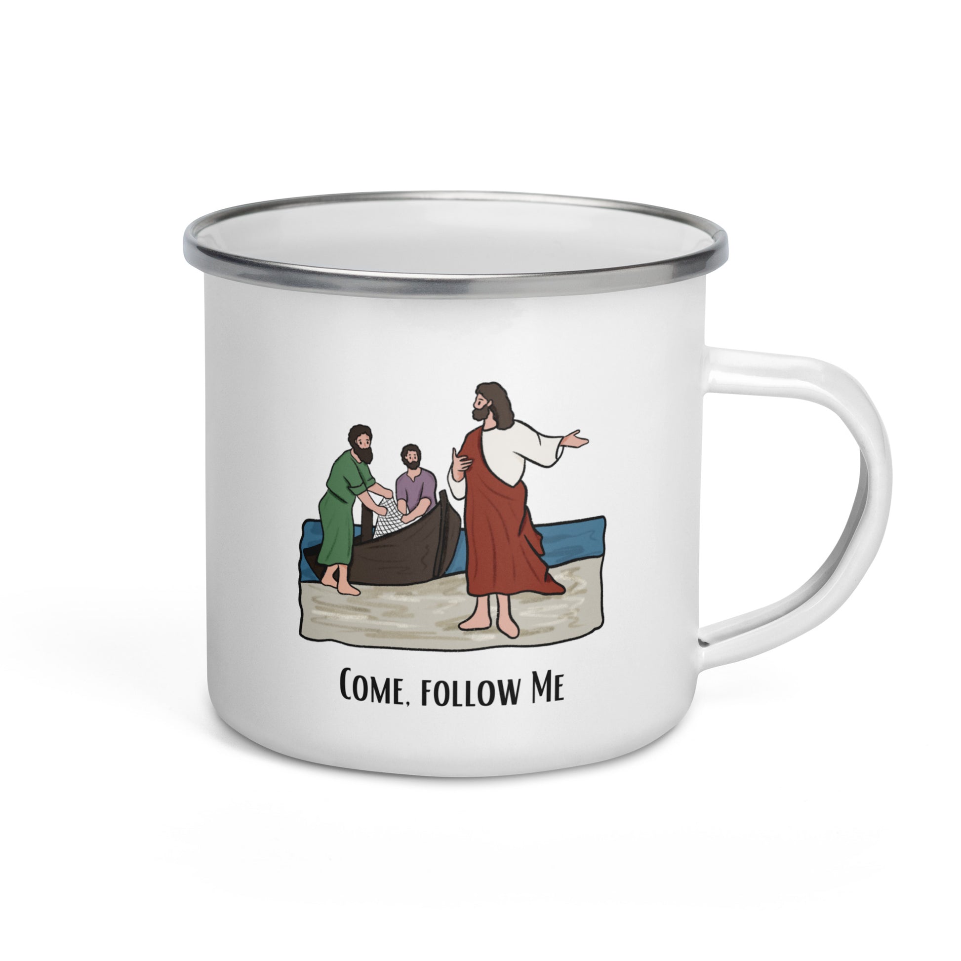 Bedruckte Emaille-Tasse für Kinder | Komm, folge mir nach - ich werde euch zu Menschenfischern machen
