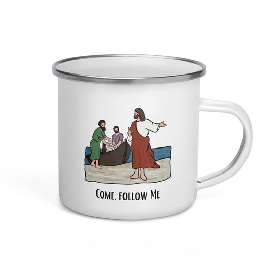 Bedruckte Emaille-Tasse für Kinder | Komm, folge mir nach - ich werde euch zu Menschenfischern machen