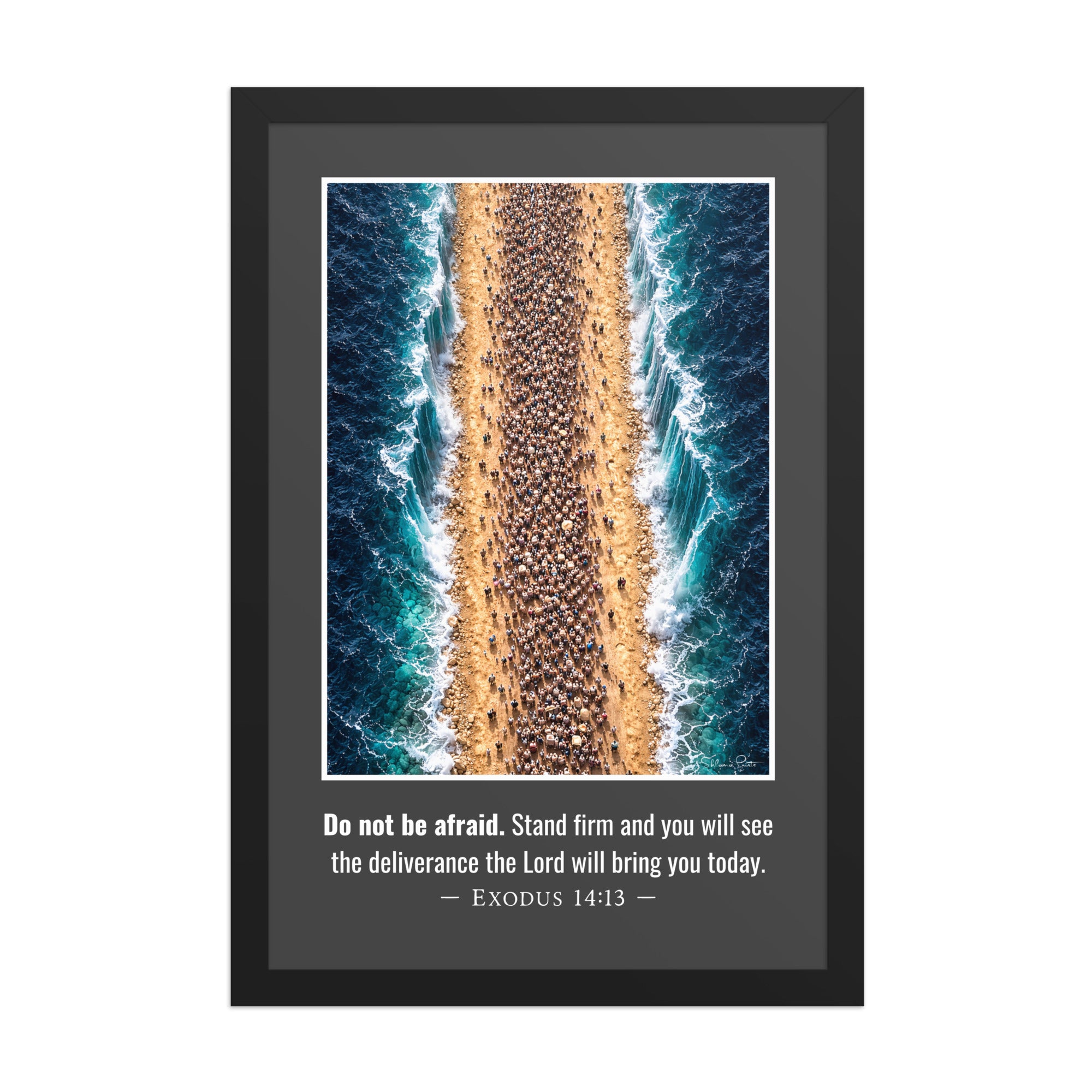 Exodus 14:13 – Framed art print “Do not be afraid” – SHLOMO PRINTS
