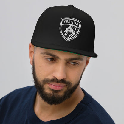 Yeshua Shield - Embroidered Lion Design - Flat Bill Cap
