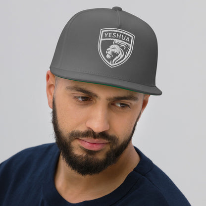 Yeshua Shield - Embroidered Lion Design - Flat Bill Cap