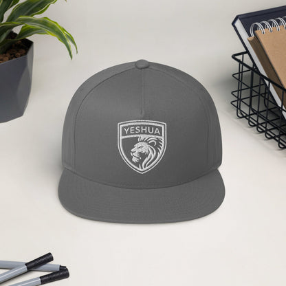 Yeshua Shield - Embroidered Lion Design - Flat Bill Cap