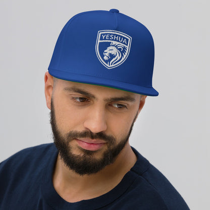 Yeshua Shield - Embroidered Lion Design - Flat Bill Cap