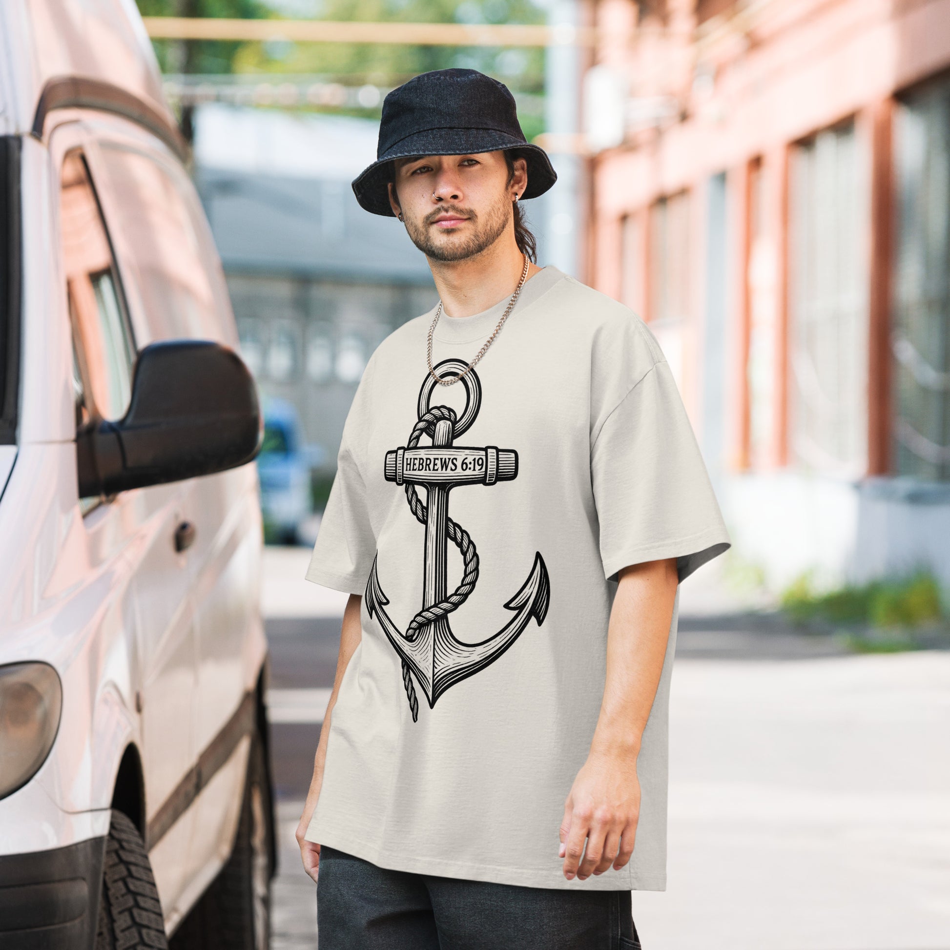 Anchor Hebrews 6:19 - Oversized Herren-T-Shirt Streetwear