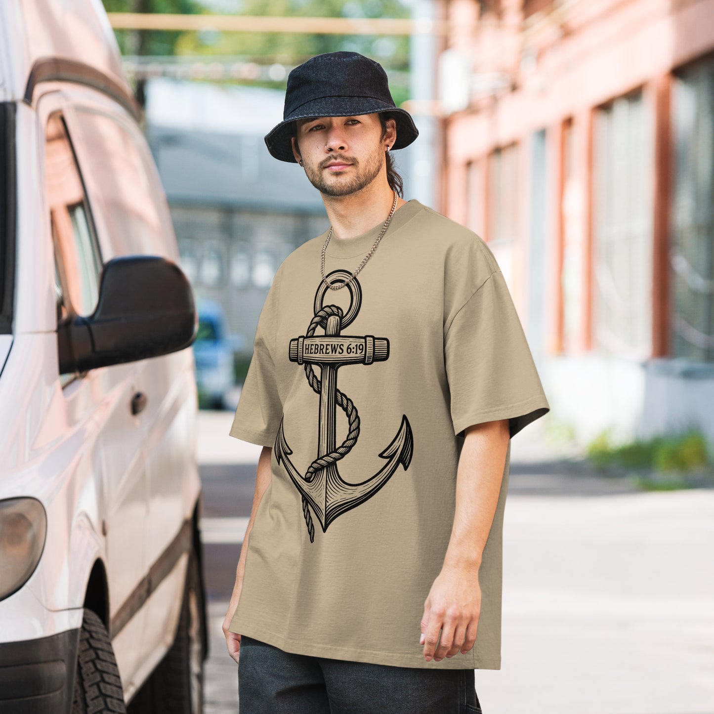 Anchor Hebrews 6:19 - Oversized Herren-T-Shirt Streetwear