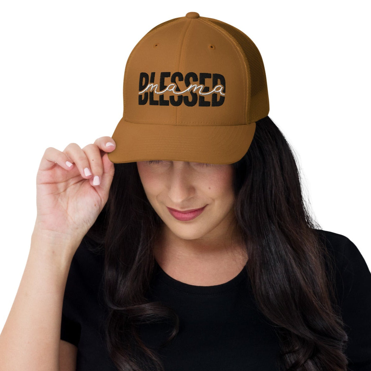 Blessed Mama | bestickte Trucker-Cap in Karamell - Geschenk für eine Mutter