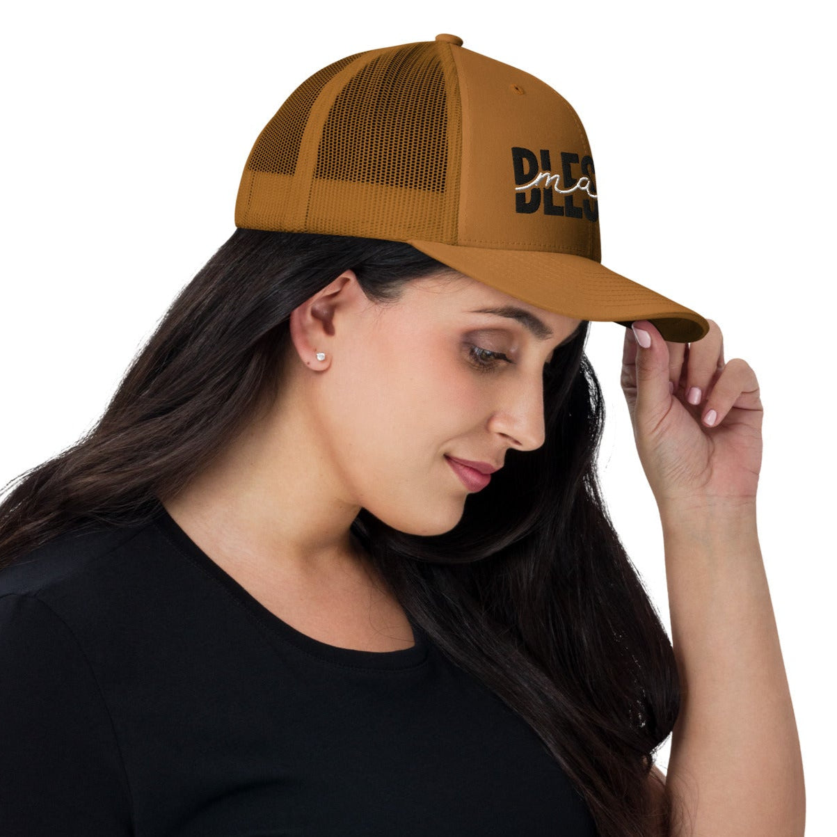 Blessed Mama | bestickte Trucker-Cap in Karamell - Geschenk für eine Mutter