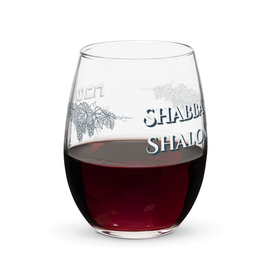 Shabbat Shalom wine glass