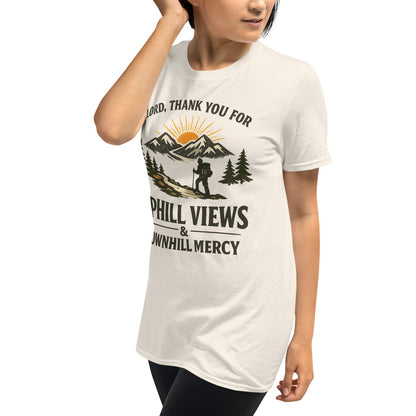 Lord, Thank You for Uphill Views & Downhill Mercy – Hiking T-Shirt