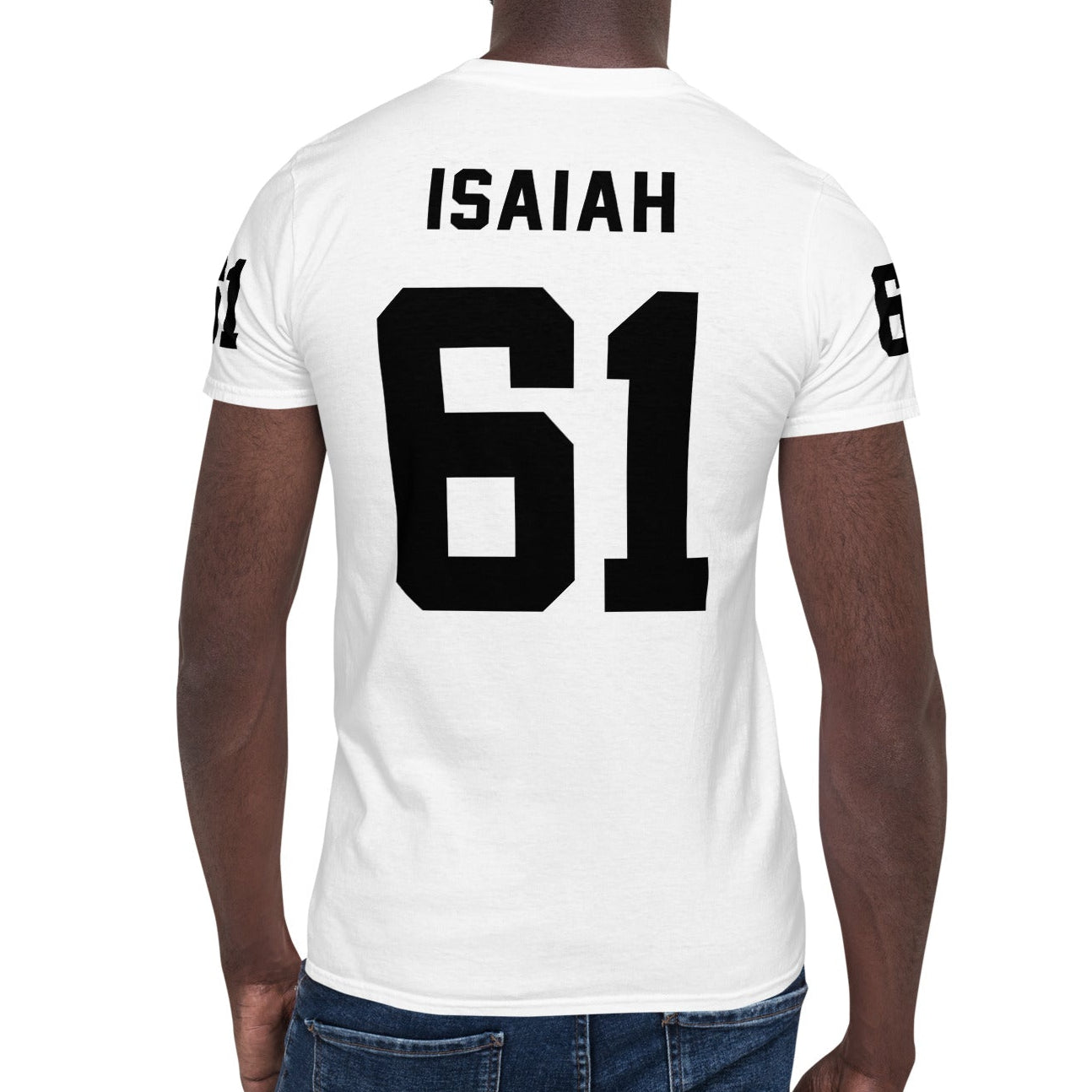 ISAIAH 61  – American Football Jersey Style T-Shirt – Unisex