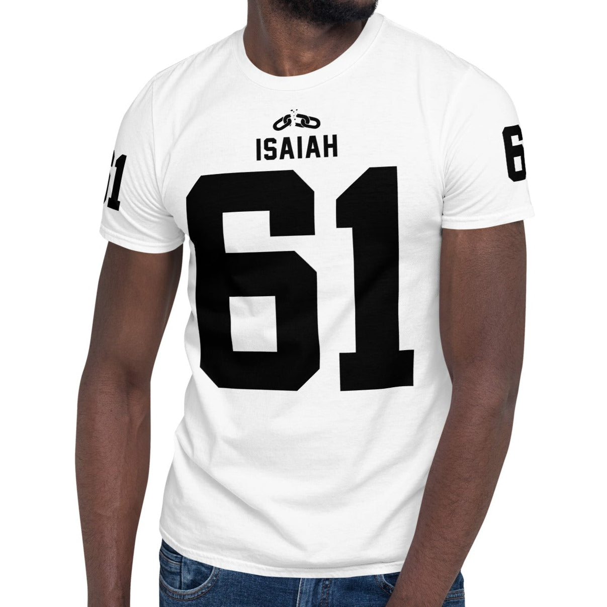 ISAIAH 61  – American Football Jersey Style T-Shirt – Unisex