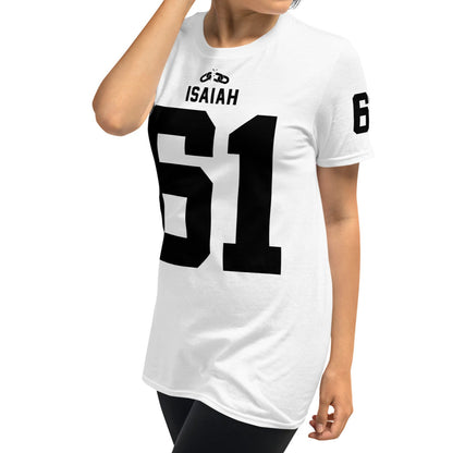ISAIAH 61  – American Football Jersey Style T-Shirt – Unisex